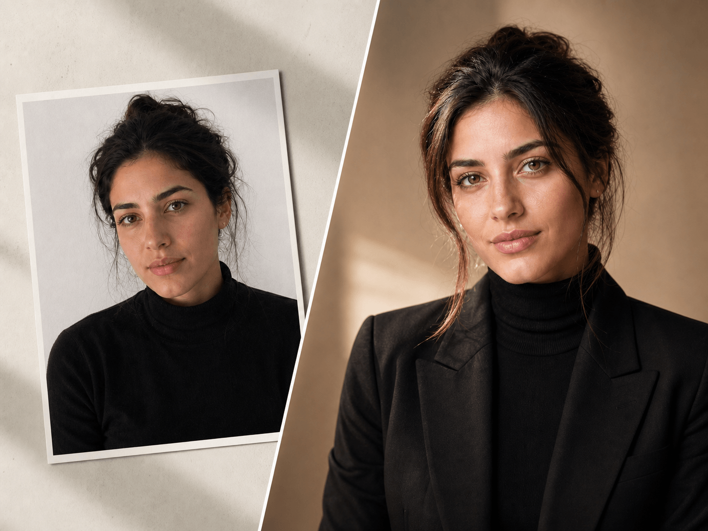 Before and after portrait generation comparison